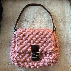 FENDI PINK CROCHET MAMA BAGUETTE